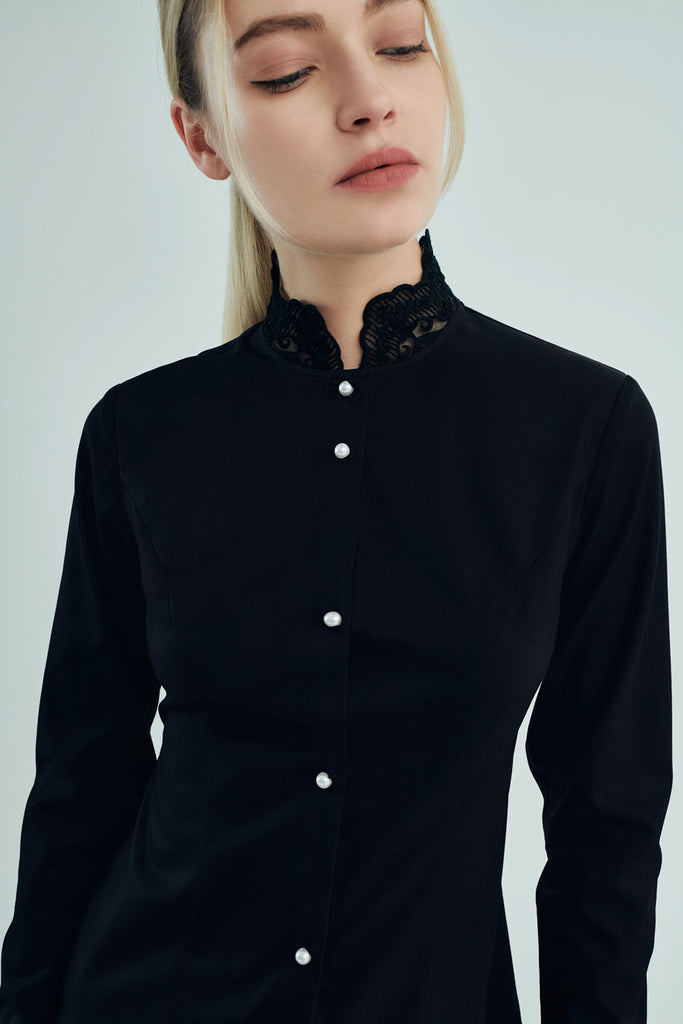 Gertrude - Non Iron - Black long sleeve shirt - A Shirt by Adam Liew