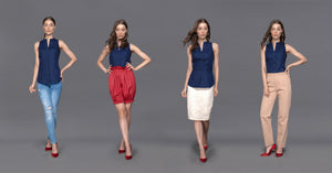 Anya - Non Iron - Navy Blue sleeveless shirt - A Shirt by Adam Liew