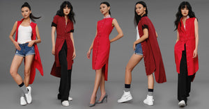 Poppy - Non Iron - Red Sleeveless Shirt Dress - A Shirt by Adam Liew